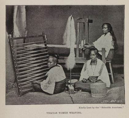 Visayas women weaving. The phrenological journal, 1899.