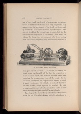 Edison Wheel Appliance. Fig. 183, page 466,'Dental Electricity' by Levitt E Custer, 1901.