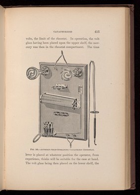 Author's Self-Operating Cataphoric Rheostat. Fig. 166, page 415, 'Dental Electricity' by Levitt E Custer, 1901.