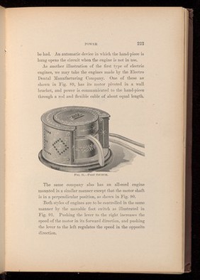 Foot Switch. Fig. 91. page 223, 'Dental Electricity' by Levitt E Custer, 1901.