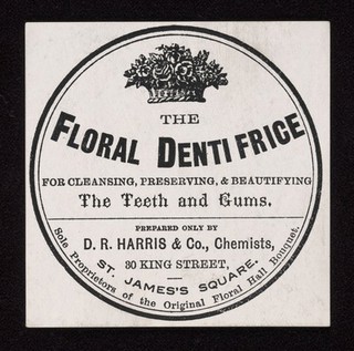 Label for The Floral Dentifrice, 1895-1910?