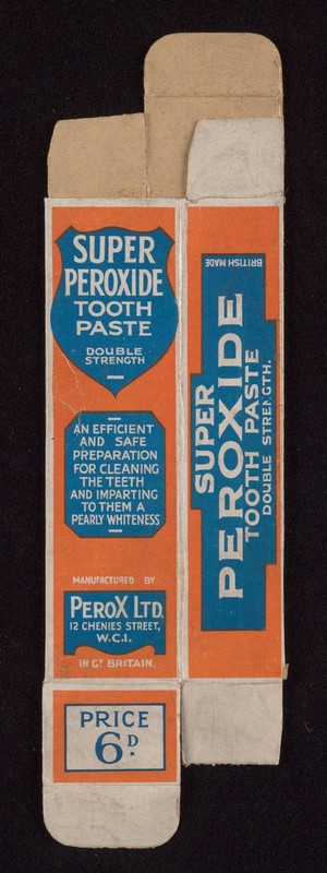 view Super peroxide tooth paste, 1910-1925?