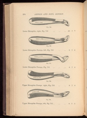 view Dental forceps, p. 274. Manufacturer's catalogue, 1885.