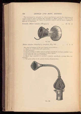 Aether Inhalers. Manufacturer's catalogue, 1885.