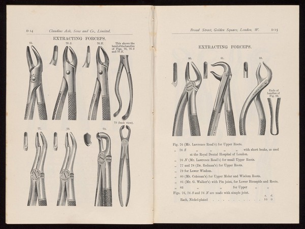 Extracting Forceps, manufacturer's catalogue, 1908.