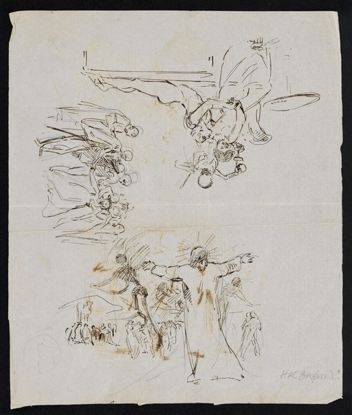 Three scenes with a skeleton. Attributed to H.K. Browne.