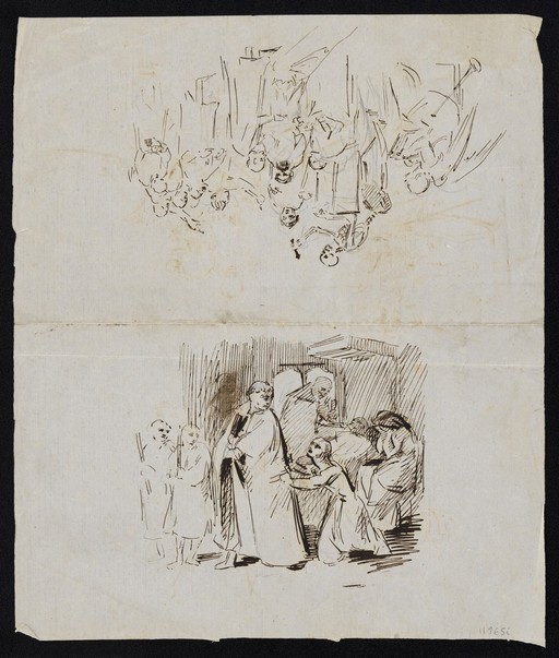 Two scenes with a skeleton. Attributed to H.K. Browne.