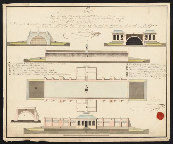 Buildings and plant for producing saltpetre. Watercolour by A. Kroll, 1806.