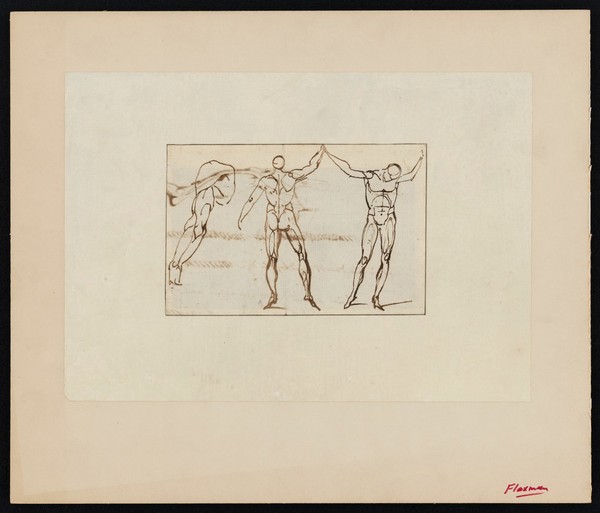 Anatomical figures. Ink drawing attributed to J. Flaxman, 18--.