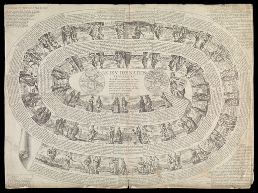 A game involving many of the countries in the world. Engraving by Antoine de Fer after Louis Richer.