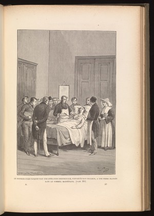 view Doctor Jules Cloquet performs a painless operation on a woman in magnetic sleep.