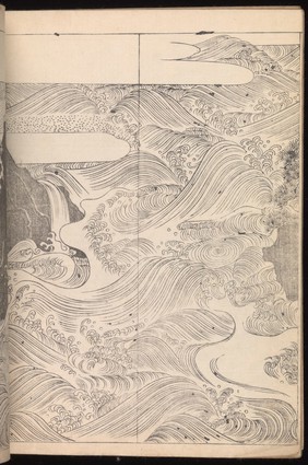 Illustration of rocks and waves. Oriental MSS Japanese 48.