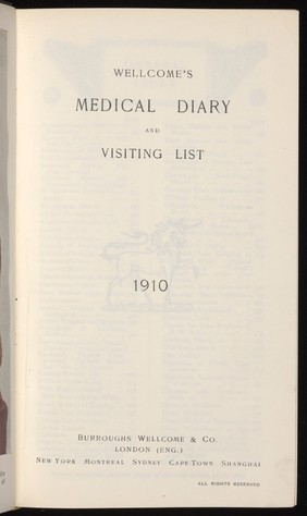 Wellcome's Medical Diary and Visiting List