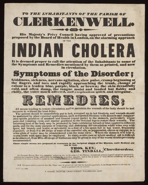 view Parish of Clerkenwell notice of Indian Cholera