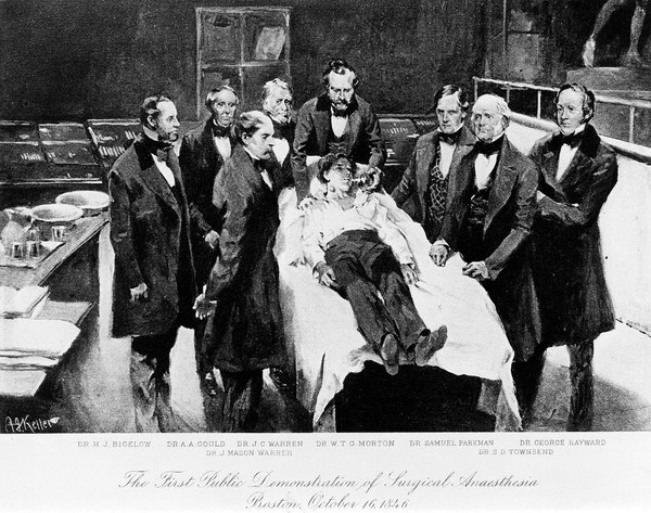 First demonstration of surgical anaesthesia, 16th Oct 1846.