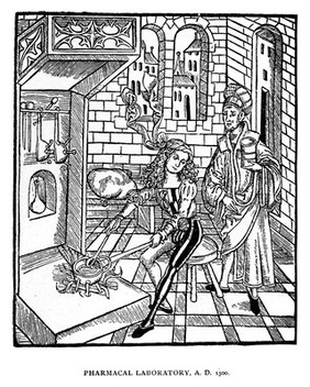Interior of a pharmaceutical laboratory, c. 1500