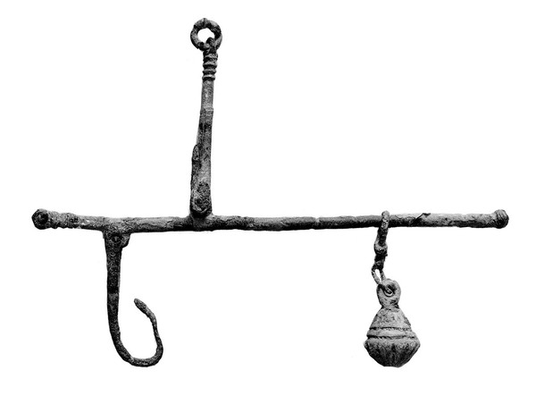 A Roman steelyard and weight
