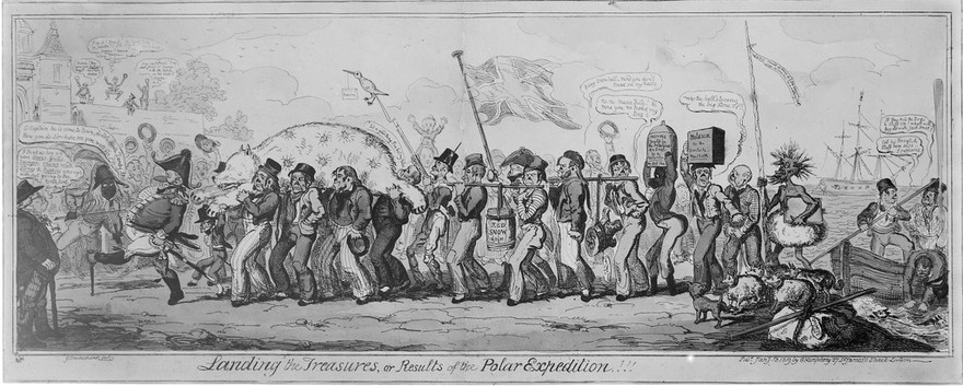 Caricature of Cruickshank 'Landing the Treasure'.