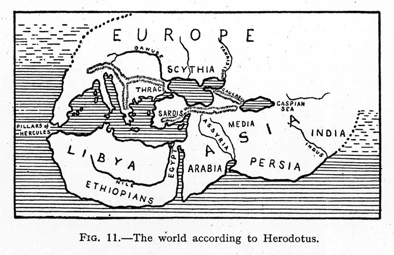 Map of the world according to Herodotus. | Wellcome Collection