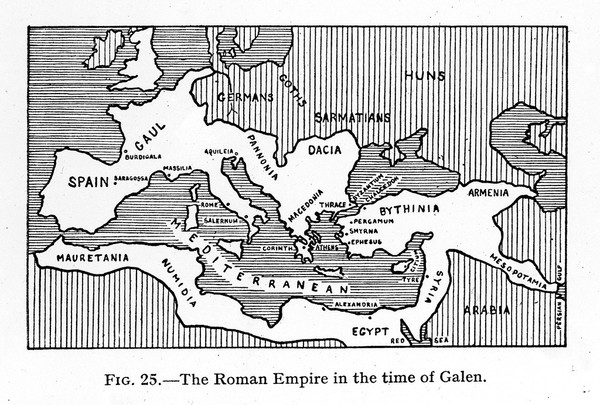 Map of the Roman Empire in the time of Galen.