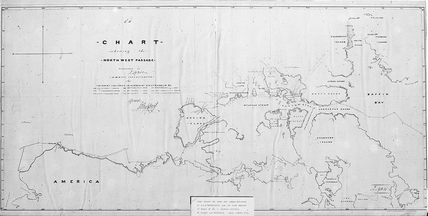 Chart showing the North West Passage.