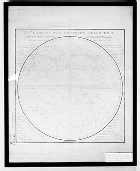 Chart of the Southern Hemisphere made by Captain Cook.