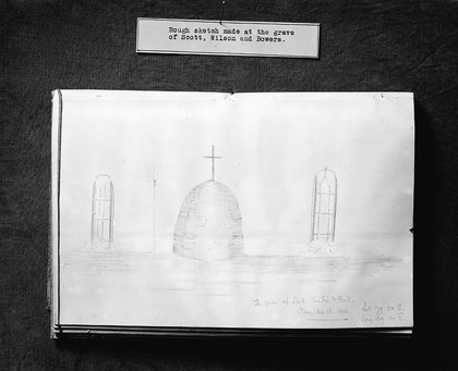 Rough sketch made at the grave of Scott, Wilson, and Bowers.