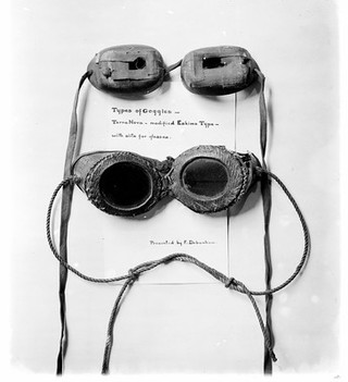 Type of goggles used in 'Terra Nova'. Modified Eskimo type.