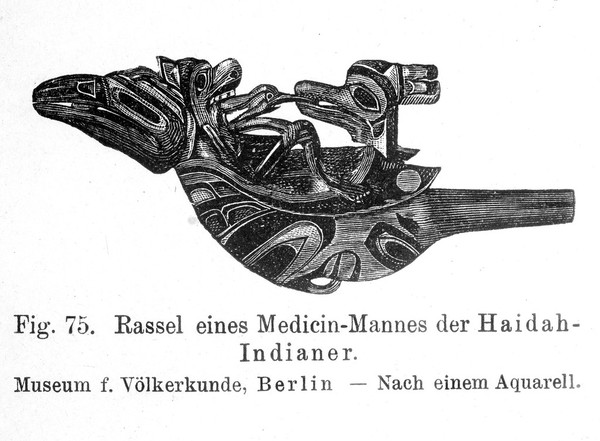 Rattle used by Medicine man, Haidah-Indianer