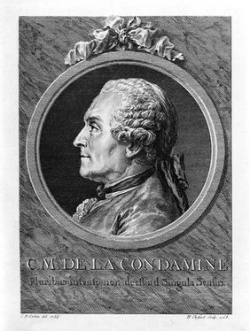 M0001313: Profile portrait of Charles Marie de La Condamine (1701-1774), French explorer, geographer, and mathematician