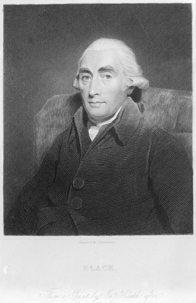 M0001321: Portrait of Joseph Black (1728-1799), Scottish physicist and chemist. Original stipple engraving by J. (James) Posselwhite (1798-1884)