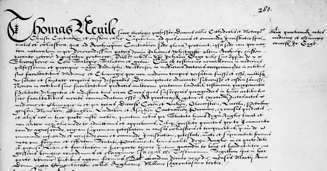 M0001695: Reproduction of a medical licence entry beginning "Thomas Heuile"