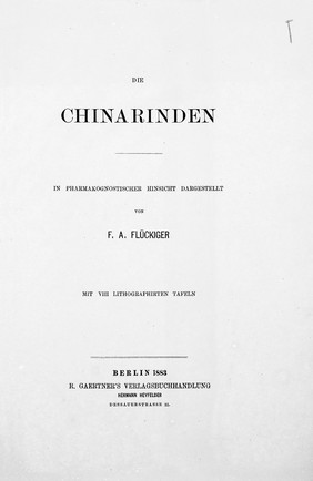 Title page, Die Chinarinden.