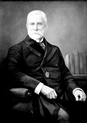 Sir Thomas Lauder Brunton, Bt. (1844-1916), writer on pharmacology and therapeutics. Oil painting by Harry Herman Salomon after a photograph.