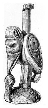 Wooden table representing bird and tortoise, West Indies.