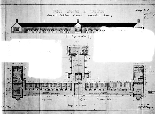 Plan and elevation of Southport Isolation Hospital, Tubercolosis section.