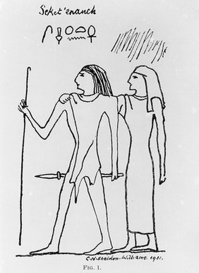 Drawing of Physician and his wife, 5th Dynasty.