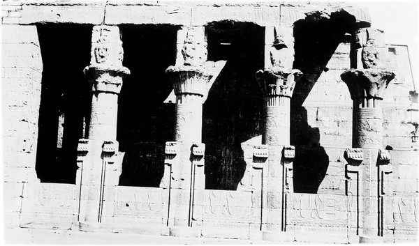 Temple of Horus at Edfu, carved colonnade, Egypt.