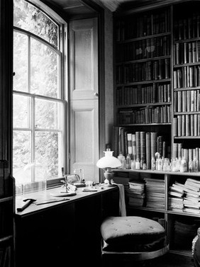 Charles Darwin's study and microscope