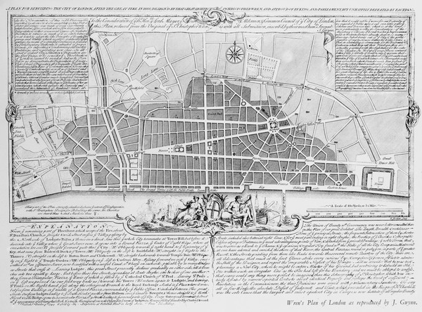 Sir Christopher Wren's plan of London as reproduced by Gwynn.