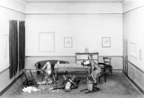 The discovery of the anaesthetic properties of chloroform. Sir James Young Simpson and two friends, Diorama.