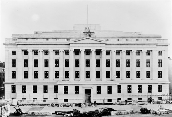 Wellcome Research Institute; exterior, full front view.