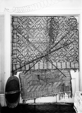 Native mats, spears, shield and fishing net