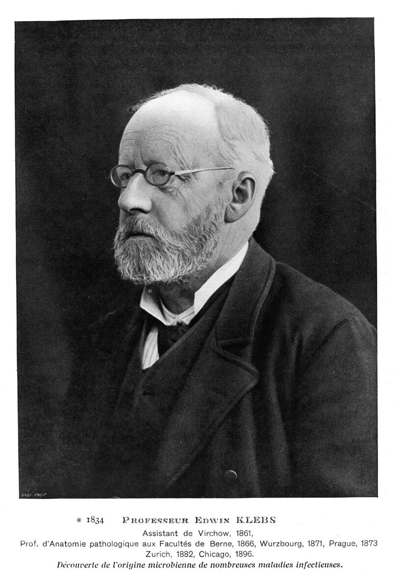 Portrait of Theodor Albrecht Edwin Klebs. Halftone reproduction