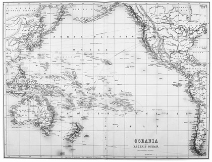 Map of Oceania and Pacific Ocean.