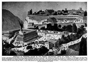 view The Acropolis at Pergamum. (Reconstruction).