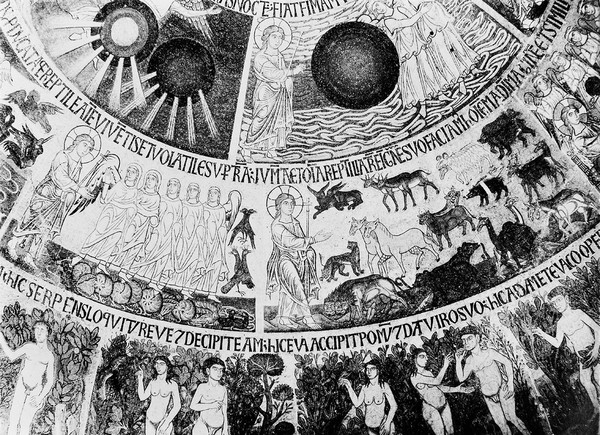 Cupola of the Creation in the vestibule of St. Marks, Venice; detail of 2nd circle, 5th day of creation.