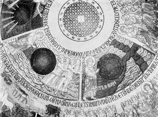 Cupola of the Creation in the vestibule of St. Marks, Venice; detail of innermost circle, 2th day of creation.