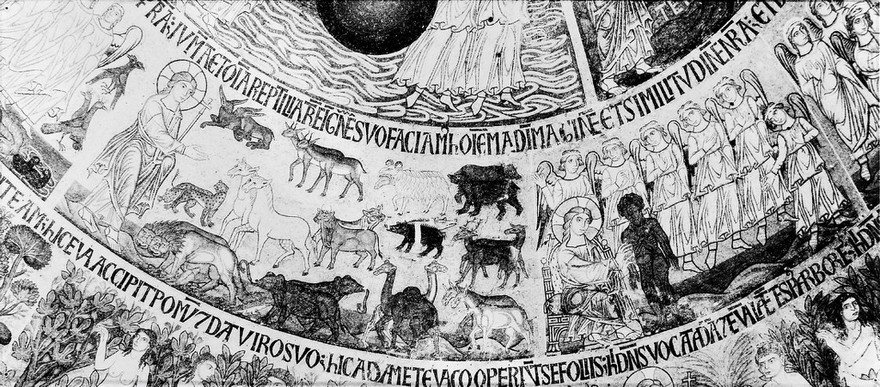 Cupola of the Creation in the vestibule of St. Marks, Venice; detail of a segment.