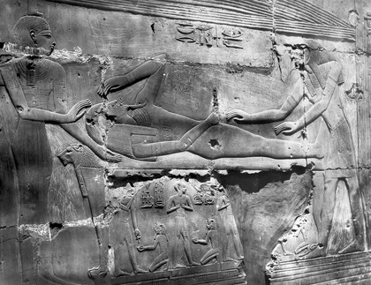 Egypt, Figure of the mummy of Seti I at Abydos.